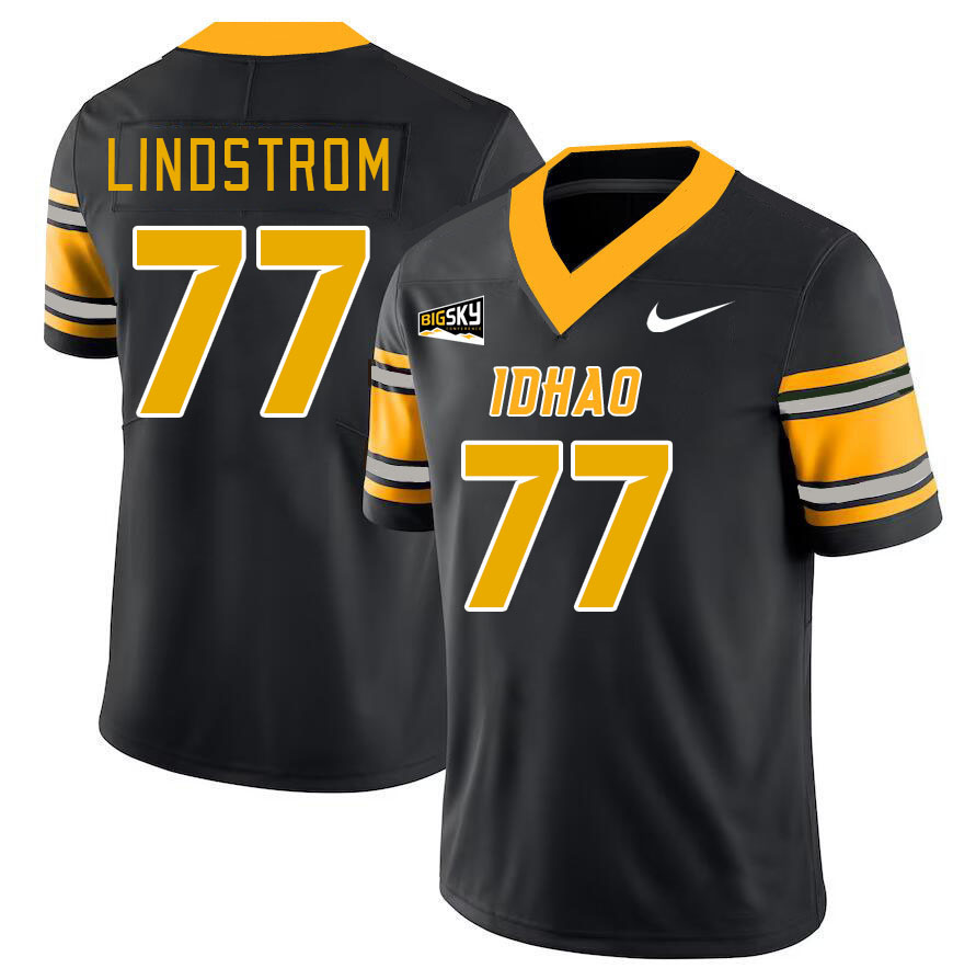 Men-Youth #77 Paul Lindstrom Idaho Vandals 2023 College Football Jerseys Stitched Sale-Black